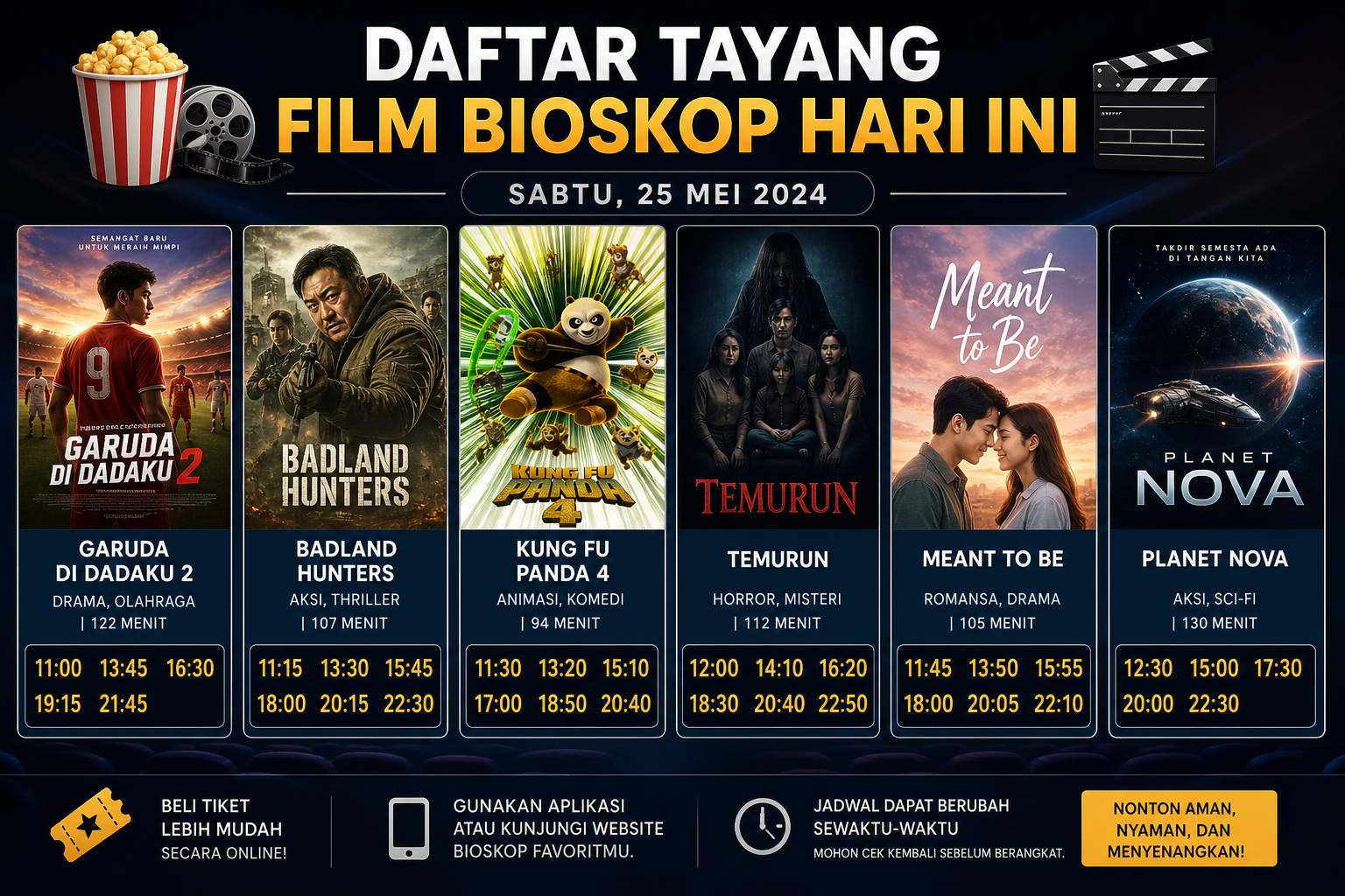 Daftar Tayang Film Bioskop Hari Ini - bioskop